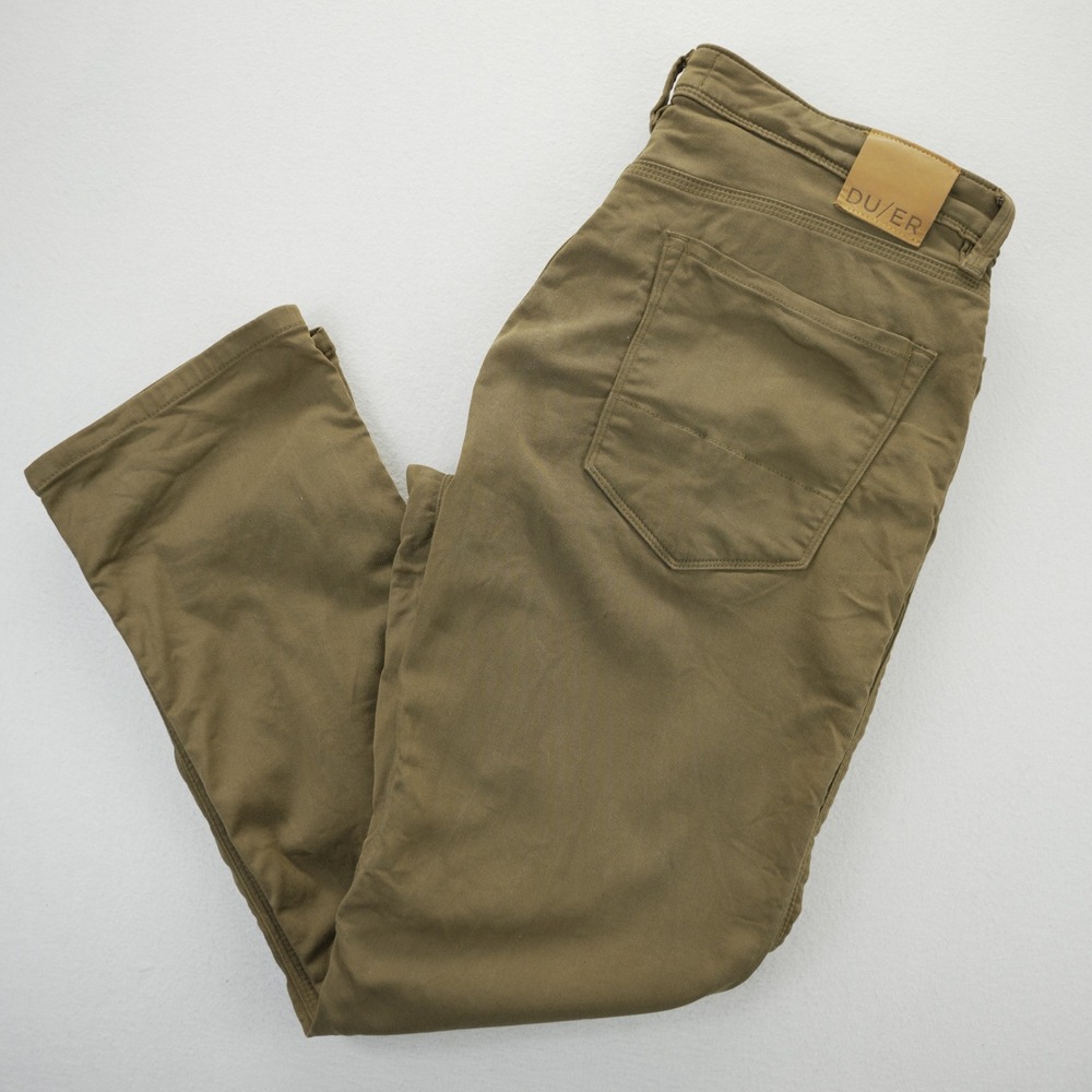 DU/ER No Sweat Pant Mens 36x30 Tobacco‎ Khaki Brown Slim Performance Trousers